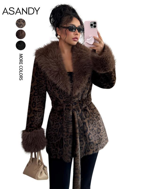 ASANDY  | winter lace up  faux fur coat