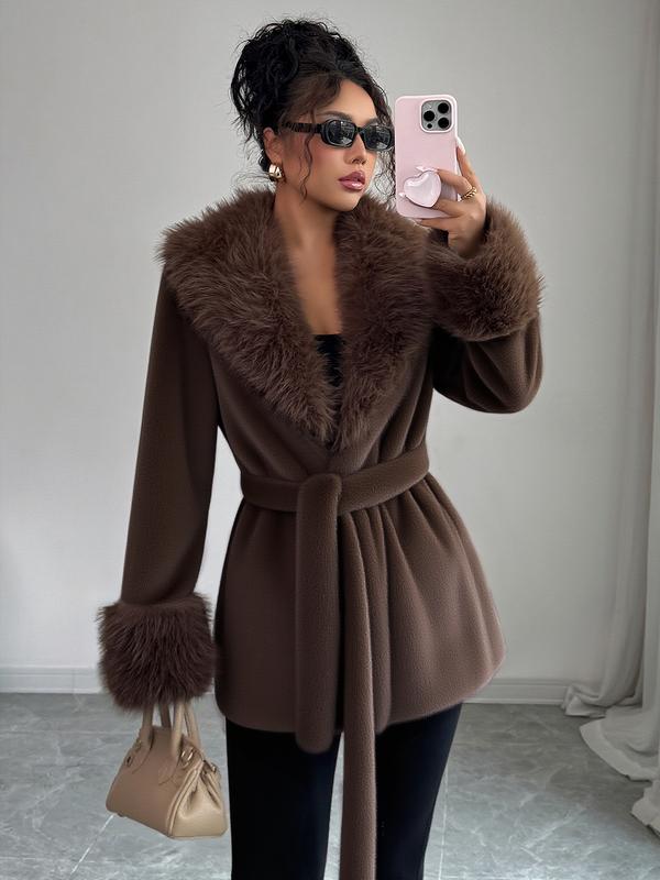 ASANDY  | winter lace up  faux fur coat