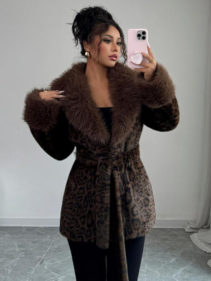 ASANDY  | winter lace up  faux fur coat